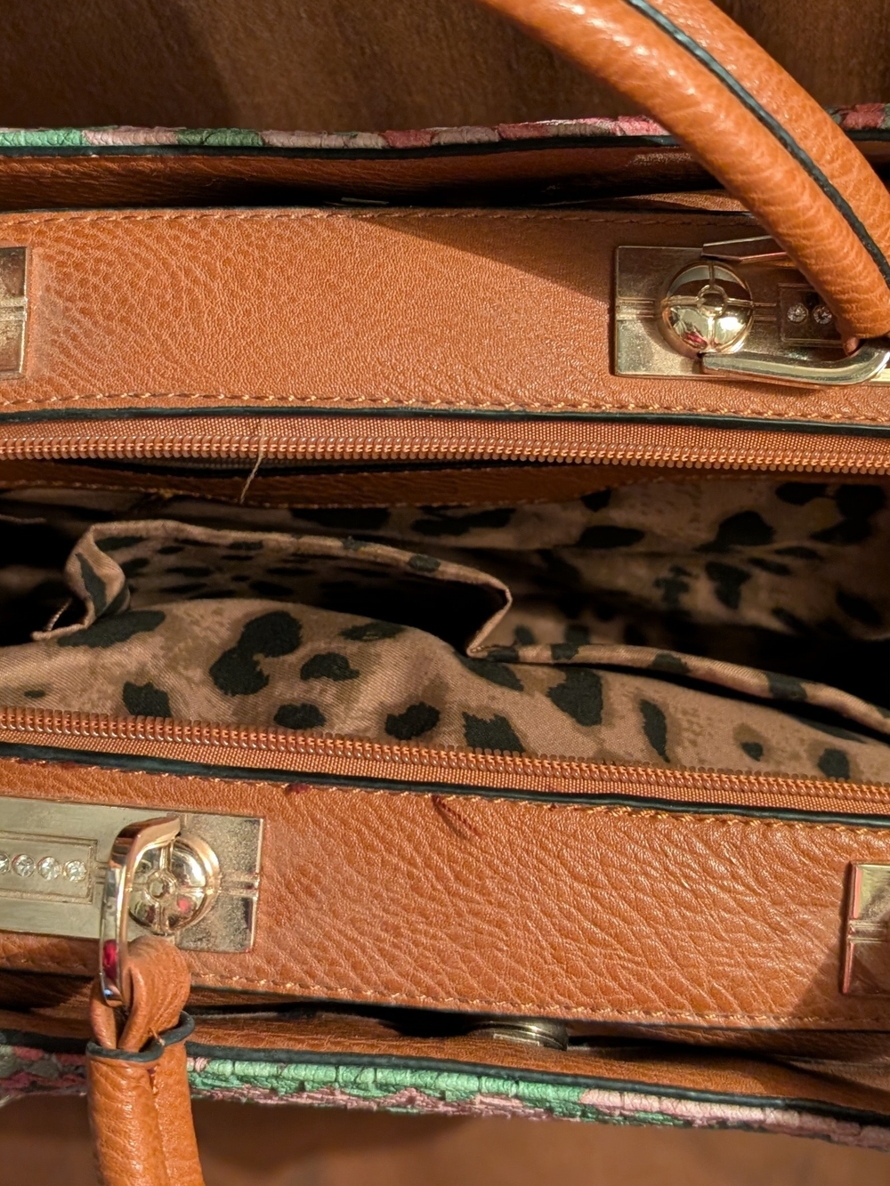 Michael Kors Orange Pink Green Woven Satchel - Picture 4 of 4